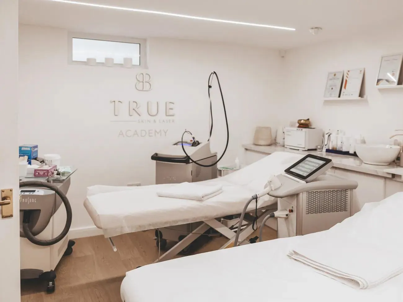The laser treatment room at the True Skin and Laser Academy clinic